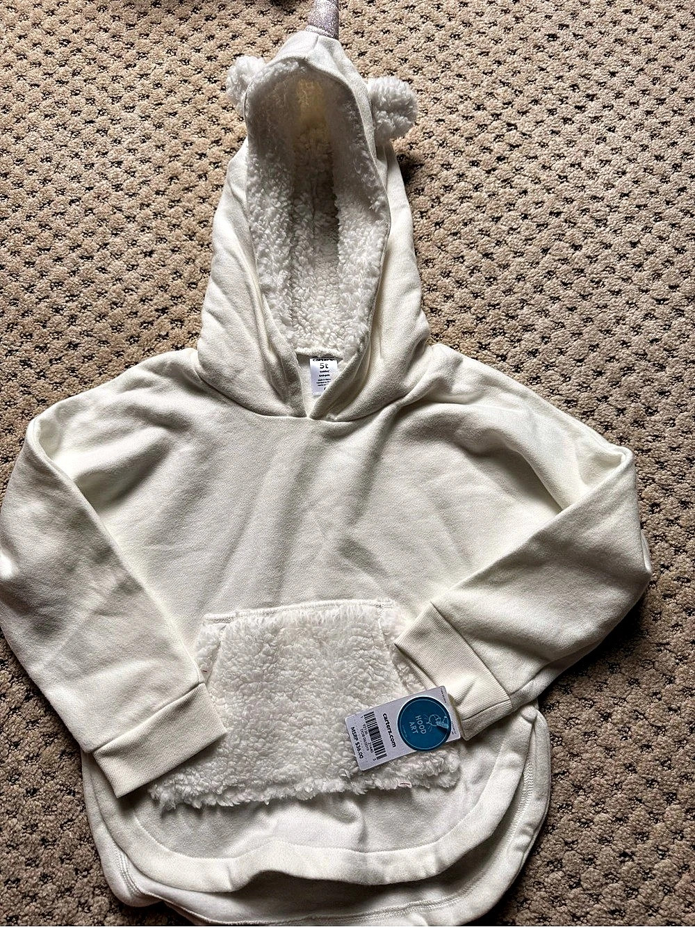NWT Carter's Unicorn Sherpa Hoodie Cream Hooded Sweatshirt